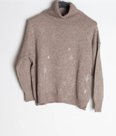 Strikbluse med rullekrave med bling stjerne - Ingen returret - ITNOV24